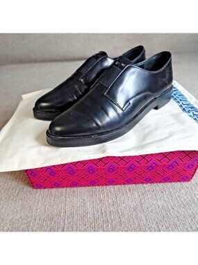 Tory Burch Womens Shoes 7.5 Black Mick Oxford Glossy